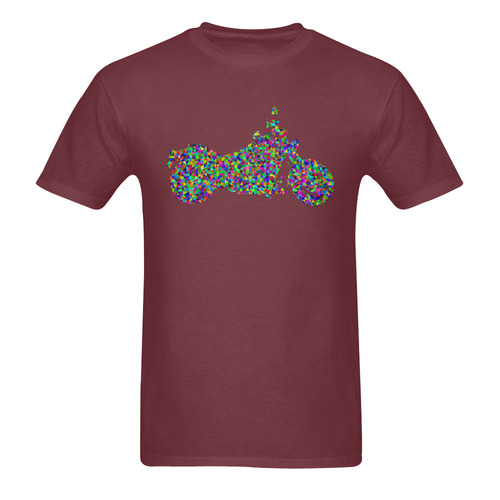 Abstract Triangles  Motorcycle Burgundy Sunny Men's T- shirt (Model T06)