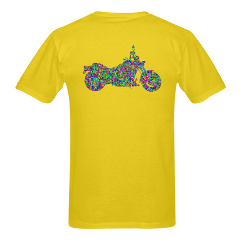 Abstract Triangles  Motorcycle Yellow Sunny Men's T- shirt (Model T06)