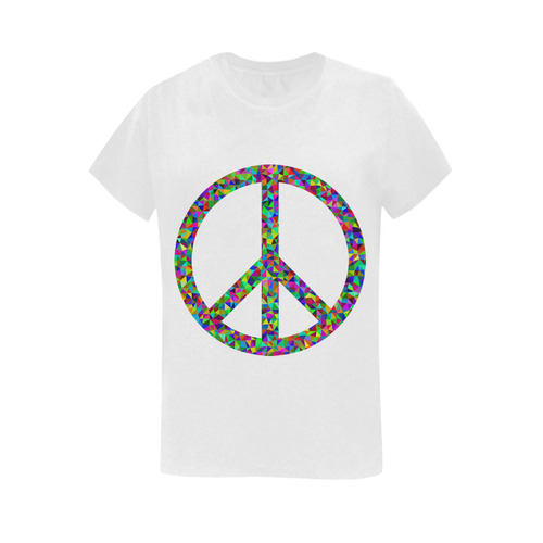 Abstract Triangles Peace White Women's T-Shirt in USA Size (Two Sides Printing)