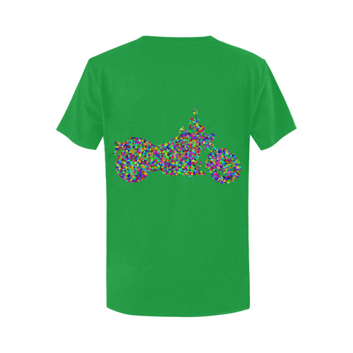 Abstract Triangles  Motorcycle Green Women's T-Shirt in USA Size (Two Sides Printing)