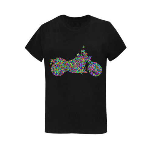 Abstract Triangles  Motorcycle Black Women's T-Shirt in USA Size (Two Sides Printing)