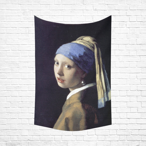 Vermeer Girl with a Pearl Earring Cotton Linen Wall Tapestry 60"x 90"