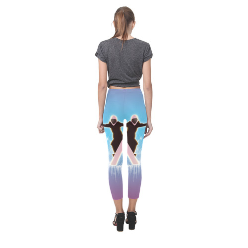 Snowboarding, snowflakes and ice Capri Legging (Model L02)