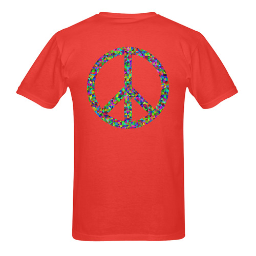 Abstract Triangles Peace Sign Red Sunny Men's T- shirt (Model T06)