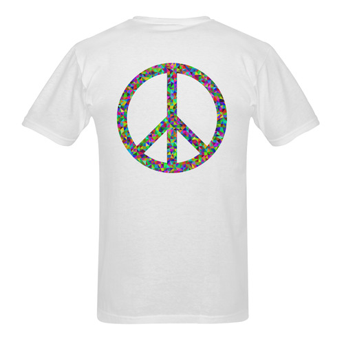 Abstract Triangles Peace Sign White Sunny Men's T- shirt (Model T06)