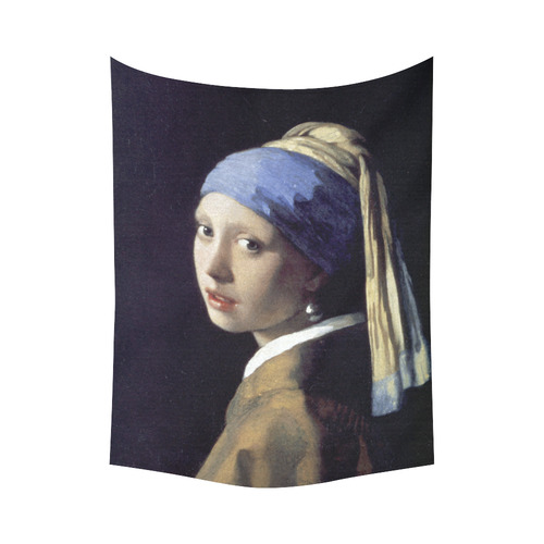 Vermeer Girl with a Pearl Earring Cotton Linen Wall Tapestry 60"x 80"