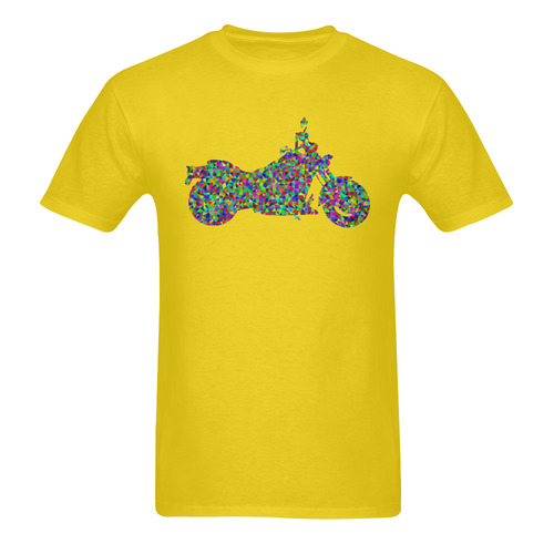 Abstract Triangles  Motorcycle Yellow Sunny Men's T- shirt (Model T06)