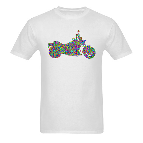 Abstract Triangles  Motorcycle White Sunny Men's T- shirt (Model T06)