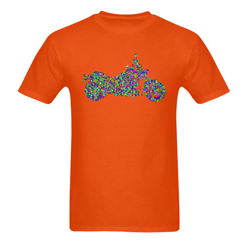 Abstract Triangles  Motorcycle Orange Sunny Men's T- shirt (Model T06)