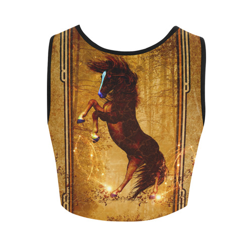 Awesome horse, vintage background Women's Crop Top (Model T42)