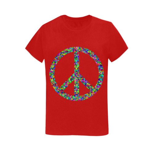 Abstract Triangles Peace Red Women's T-Shirt in USA Size (Two Sides Printing)