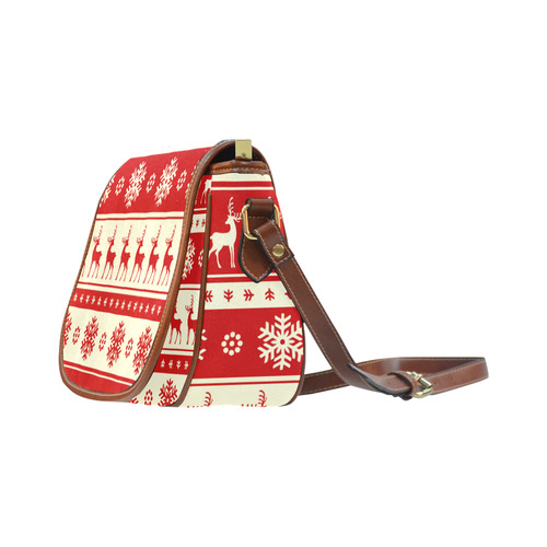Reindeer Snowflakes Ugly Christmas Sweater Saddle Bag/Small (Model 1649) Full Customization