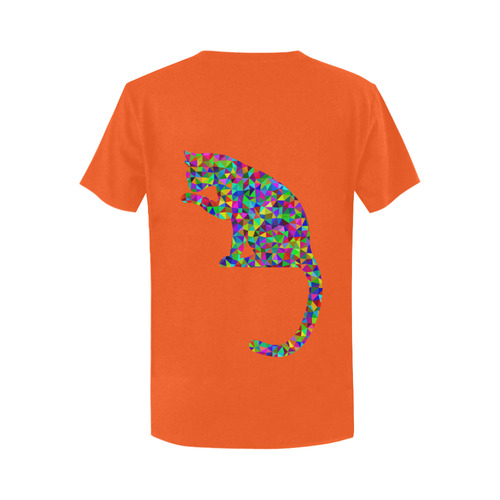 Sitting Kitty Abstract Triangle Orange Women's T-Shirt in USA Size (Two Sides Printing)