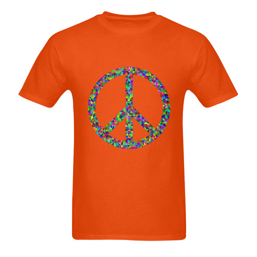 Abstract Triangles Peace Sign Orange Sunny Men's T- shirt (Model T06)
