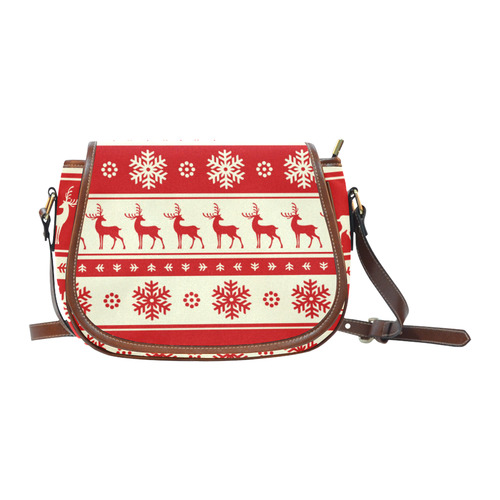 Reindeer Snowflakes Ugly Christmas Sweater Saddle Bag/Small (Model 1649) Full Customization