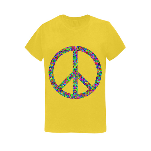 Abstract Triangles Peace Yellow Women's T-Shirt in USA Size (Two Sides Printing)