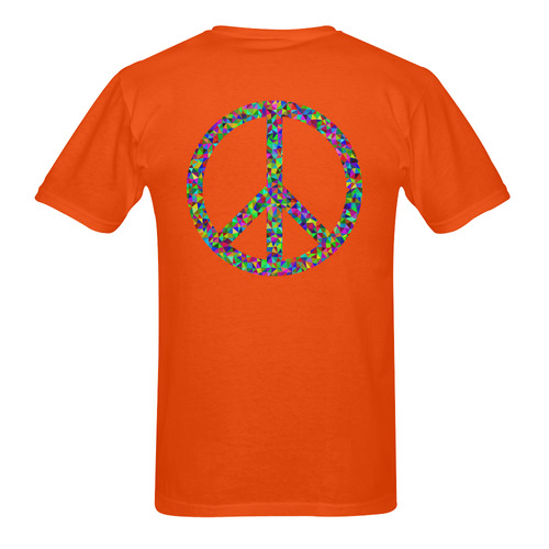 Abstract Triangles Peace Sign Orange Sunny Men's T- shirt (Model T06)