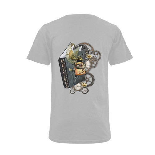steampunk dragon story book Men's V-Neck T-shirt  Big Size(USA Size) (Model T10)