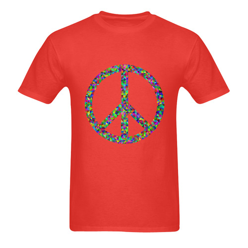 Abstract Triangles Peace Sign Red Sunny Men's T- shirt (Model T06)