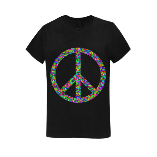 Abstract Triangles Peace Black Women's T-Shirt in USA Size (Two Sides Printing)
