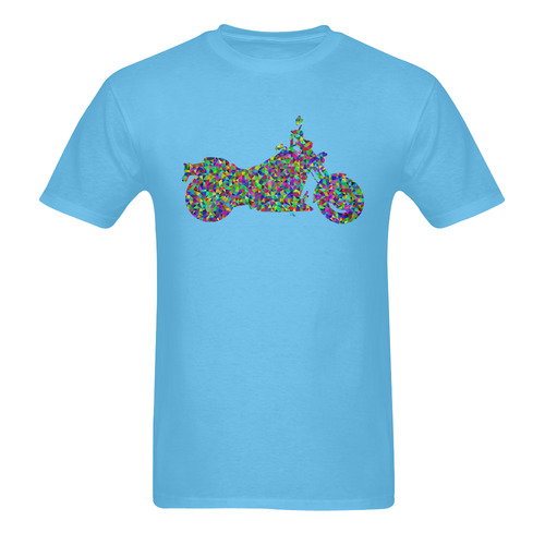 Abstract Triangles  Motorcycle Sky Blue Sunny Men's T- shirt (Model T06)