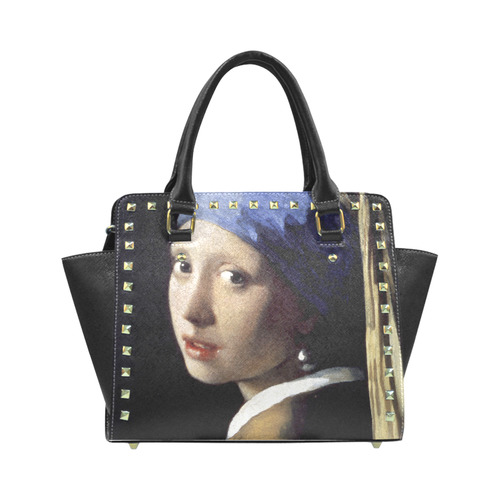 Jan Vermeer Girl with Pearl Earring Rivet Shoulder Handbag (Model 1645)