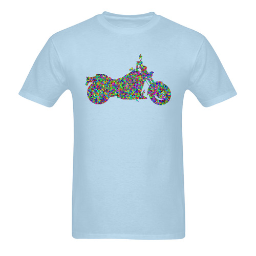Abstract Triangles  Motorcycle Light Blue Sunny Men's T- shirt (Model T06)