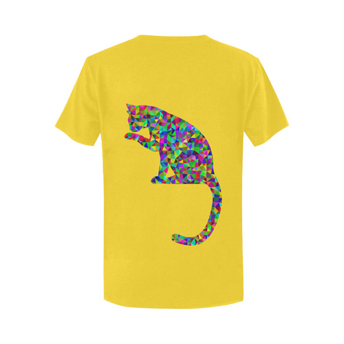 Sitting Kitty Abstract Triangle Yellow Women's T-Shirt in USA Size (Two Sides Printing)