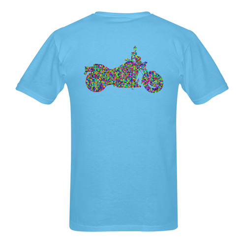 Abstract Triangles  Motorcycle Sky Blue Sunny Men's T- shirt (Model T06)