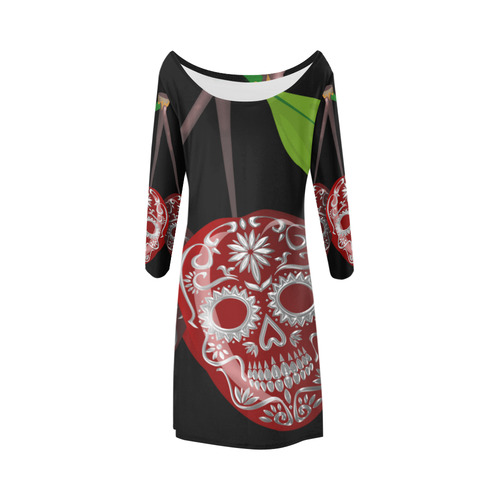 Cherry Sugar Skull Bateau A-Line Skirt (D21)