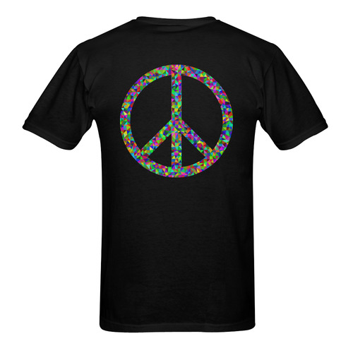 Abstract Triangles Peace Sign Black Sunny Men's T- shirt (Model T06)