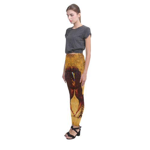 Awesome horse, vintage background Cassandra Women's Leggings (Model L01)