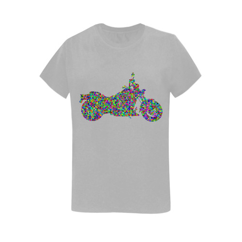 Abstract Triangles  Motorcycle Grey Women's T-Shirt in USA Size (Two Sides Printing)