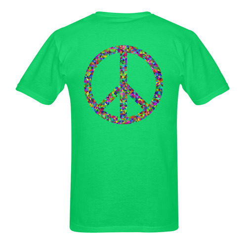 Abstract Triangles Peace Sign Green Sunny Men's T- shirt (Model T06)