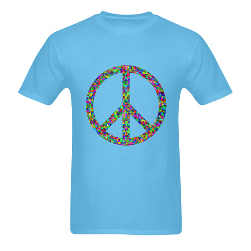 Abstract Triangles Peace Sign Sky Blue Sunny Men's T- shirt (Model T06)