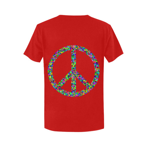 Abstract Triangles Peace Red Women's T-Shirt in USA Size (Two Sides Printing)