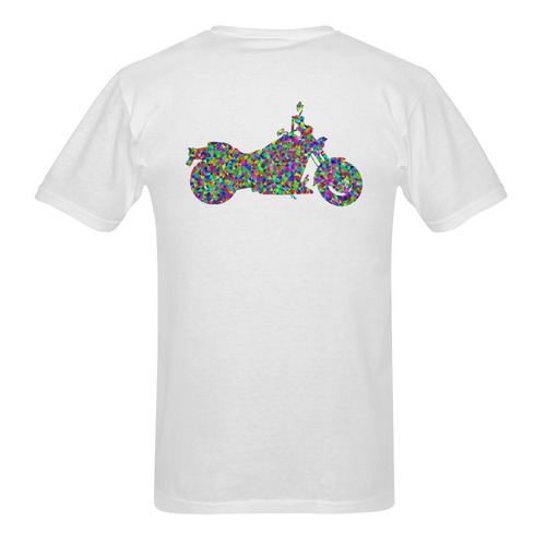 Abstract Triangles  Motorcycle White Sunny Men's T- shirt (Model T06)