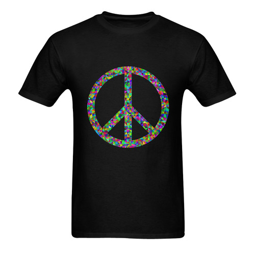 Abstract Triangles Peace Sign Black Sunny Men's T- shirt (Model T06)