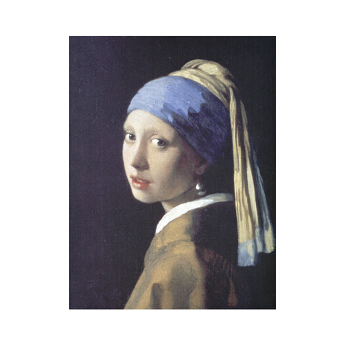 Vermeer Girl with a Pearl Earring Cotton Linen Wall Tapestry 60"x 80"