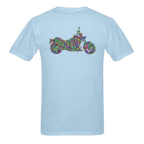 Abstract Triangles  Motorcycle Light Blue Sunny Men's T- shirt (Model T06)