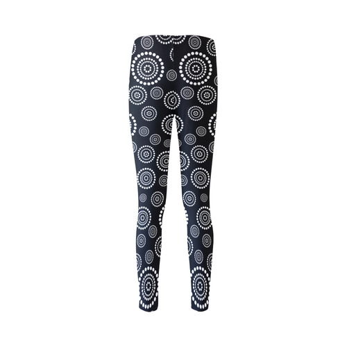 Dots Circle Flower Power Pattern white Cassandra Women's Leggings (Model L01)