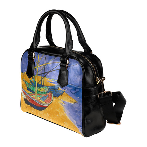 Van Gogh Fishing Boats Beach Watercolor Shoulder Handbag (Model 1634)