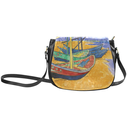 Van Gogh Fishing Boats Beach Watercolor Classic Saddle Bag/Small (Model 1648)