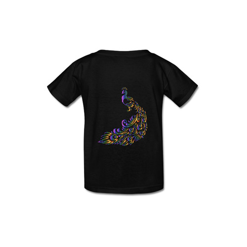 Abstract Rainbow Peacock Black Kid's  Classic T-shirt (Model T22)