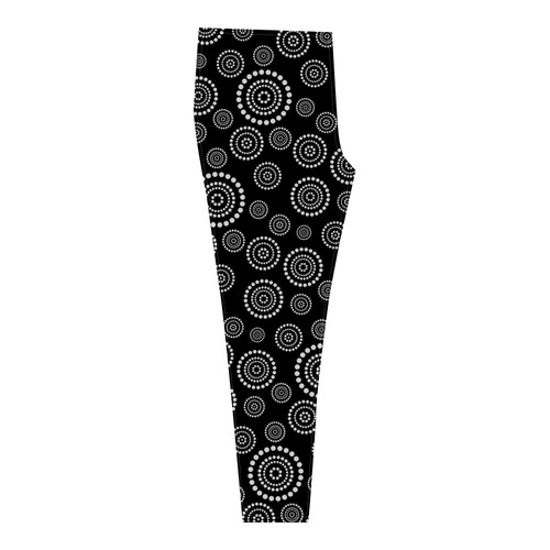 Dots Circle Flower Power Pattern white Cassandra Women's Leggings (Model L01)