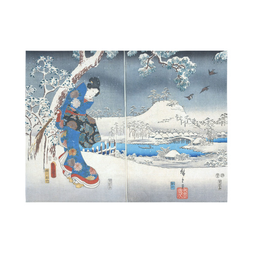 Tale of Genji Toyokuni Hiroshige Japanese Woman Cotton Linen Wall Tapestry 80"x 60"