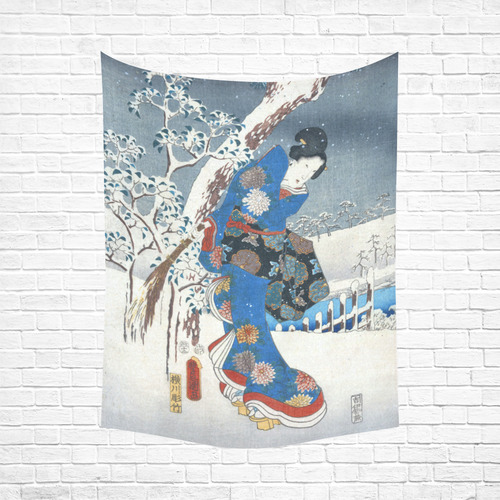 Tale of Genji Toyokuni Hiroshige Japanese Nature Cotton Linen Wall Tapestry 60"x 80"