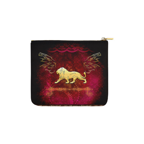 Golden lion on vintage background Carry-All Pouch 6''x5''