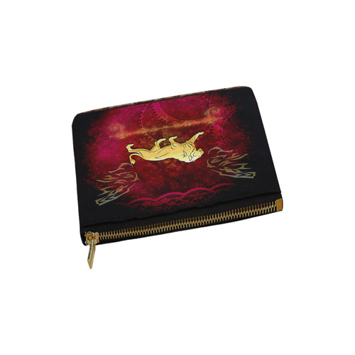 Golden lion on vintage background Carry-All Pouch 6''x5''
