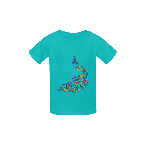 Abstract Rainbow Peacock Aqua Green Kid's  Classic T-shirt (Model T22)